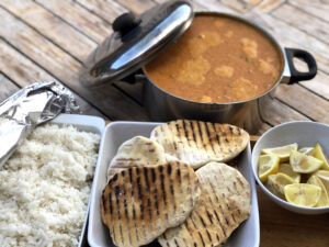 Chicken Tikka Masala, naan and rice